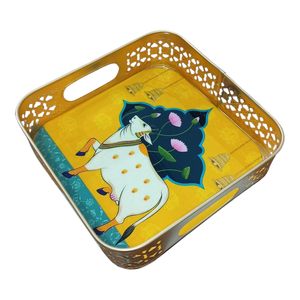 En gros, ensemble de plateaux et pots en corne Pichwai, faits main, au toucher réel, motif animalier indien, pour cadeau de remerciement - Product Image 5