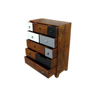 Cómoda de Madera Maciza de Estilo Escandinavo Moderno de Mediados de Siglo, con Múltiples Cajones, 80 cm, Color Gris, Blanco y Negro, Gabinete de Almacenamiento Alto y Delgado - Product Image 5