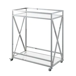 Premium Handmade Metal <b>Utility</b> Organizer Cart with Heavy Duty Construction Multi Shelf Storage Smooth Wheels Premium Powder - Product Image 2