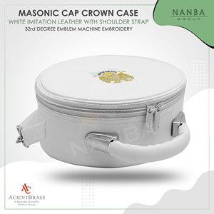 Estuche Masónico Blanco con Bordado Dorado y Blanco de la 32ª Orden de la Hermandad de la Cruz de Águila, con Cierre de Cremallera, Ligero - Product Image 3