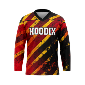 เสื้อทีมฮอกกี้น้ำแข็งแบบสั่งทำพิเศษ กระบวนการย้อมสีแบบซับลิเมชั่น พร้อมผ้าโพลีเอสเตอร์เนื้อตาข่ายระบายอากาศอย่างดี ปักตัวเลขด้วยเทคนิค Tackle Twill - Product Image 3