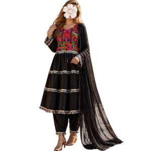 <b>Black</b> Gold Embroidered Lehenga Women Traditional Indian <b>Wedding</b> Floor Length Silk Loose Fit Ethnic Wear Afghani Kuchi <b>Dress</b> - Product Image 1