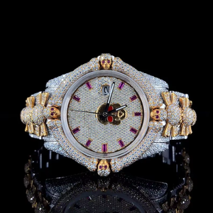 Montre automatique élégante pour homme en acier inoxydable avec design hip-hop personnalisé, sertie de diamants Moissanite taille VVS et quartz - Product Image 6