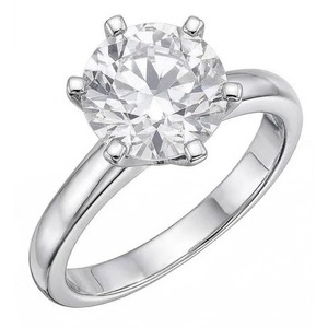 Bague de fiançailles en or blanc 14 carats avec diamant naturel rond solitaire de 1 carat - Product Image 2