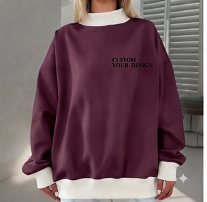 Women's Mockneck Fleece Long Sleeve <b>Drop</b>-Shoulder Streetwear Sweatshirt Embroidered Logo Front <b>Back</b> Neck Winter Autumn Quick Dry - Product Image 1