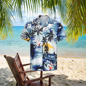 Chemise hawaïenne personnalisée avec logo pour homme, manches courtes, imprimé estival, chemise décontractée de plage - Product Image 3
