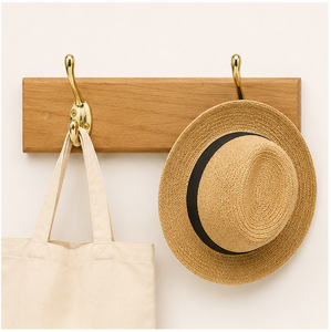 Porte-manteau mural robuste en bois massif avec crochets en laiton poli pour manteaux, sacs et clés, à prix raisonnable - Product Image 6