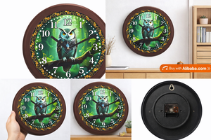 Horloge murale de luxe en forme de hibou - Impression personnalisée, décoration intérieure, horloge pour Noël et la fête des mères - Product Image 2