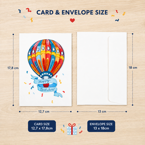 Carte de vœux artisanale élégante et personnalisée en quilling, motif montgolfière colorée, pour anniversaire, vente en gros, fabricant OEM/ODM, carte de luxe - Product Image 2