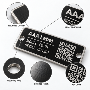 Étiquettes métalliques gravées au laser avec code QR, étiquettes de série en aluminium personnalisées pour équipements industriels - Product Image 3