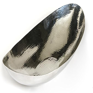 Bol ovale en acier inoxydable martelé, centre de table décoratif pour bougies, sphères, pot-pourri et mise en scène de table, bol moderne - Product Image 1