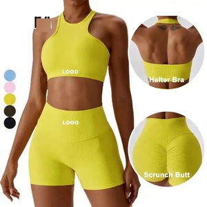 Conjunto de Yoga de 2 Piezas Sin Costuras, de Cintura Alta, para Mujer, Top Deportivo y Pantalones Cortos, Venta Caliente 2026 - Product Image 1