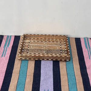 Plateau artisanal indien authentique en os incrusté pour réceptions de mariage et cadeaux, léger, pour l'aménagement intérieur, au meilleur prix - Product Image 2