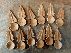 Cuillères à café en bois faites à la main, design unique, style vintage, commande en gros, support de marquage OEM - Product Image 3