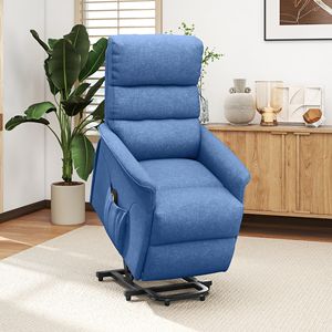 Poltrona Reclinabile Elettrica Blu con Telecomando e Tasche Laterali per Anziani, Ideale per il Soggiorno - Product Image 2