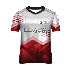 Camiseta de Fútbol Retro Sublimada con Estampado Personalizado, Cuello en V, Manga Corta, Unisex, de Alta Calidad, Transpirable, de Secado Rápido, 100% Poliéster - Product Image 1