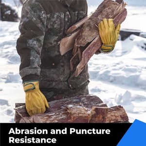 Cowhide Grain Leather <b>Driver</b> <b>Gloves</b> Warm Lining for Cold Weather Work 100% Full Heavy Duty Abrasion Resistant <b>Gloves</b> - Product Image 2