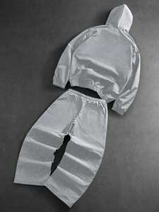 Conjunto de Chaqueta Cortavientos Larga de 2 Piezas Unisex Personalizada, Estilo Vintage, Impermeable, Resistente al Viento, Tejido Ecológico, Opciones de Bordado e Impresión Digital - Product Image 4