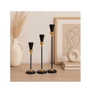 Support de bougie conique finition or, porte-bougie décoratif haut de gamme pour table à manger, décoration de Noël, cadeau élégant pour la maison - Product Image 6