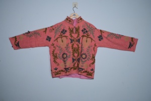 Chaqueta Bomber de Punto para Mujer, Color Rosa, Bordada a Mano, Transpirable, Ecológica, Estilo Boho, con Mangas de Murciélago de Algodón Floral, para Invierno y Otoño - Product Image 5