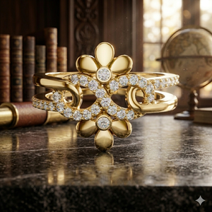 Luxury Gold Plated Infinity Flower <b>Ring</b> for Women Crystal Pave <b>Open</b> Band Fashion Jewelry Anniversary Gift - Product Image 1