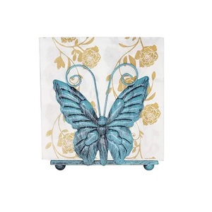 Magnifique boîte à mouchoirs décorative en or et argent avec motif floral, porte-mouchoirs martelé brillant et poli - Product Image 4