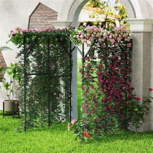 Arco de jardín grande de metal con revestimiento de PE, resistente al óxido, de 79"x59"x78" para vides trepadoras y soporte de plantas - Product Image 2