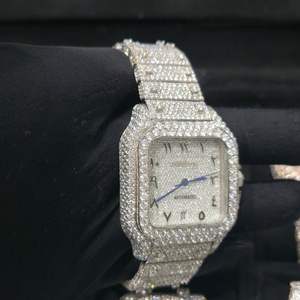 Factory High End Luxury Moissanite Diamond Square <b>Watch</b> Custom Stainless Steel Premium Hip Hop <b>Mechanical</b> Auto Movement 10 Bar - Product Image 4