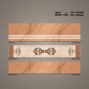 Finition mate aspect marbre imprimé Étape: 1200x300mm & Riser: 1200x200mm-Nouveau design brun, 11mm d'épaisseur Carreaux de porcelaine GVT - Product Image 4