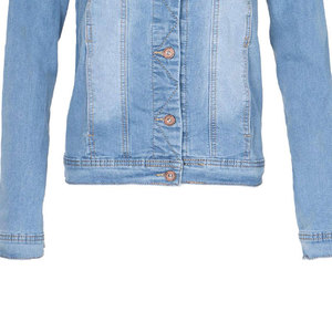Women's Light Blue Denim <b>Trucker</b> <b>Jacket</b> Full Sleeve Button Front Turn-down Collar Washed Cotton Spring Wear - Product Image 4