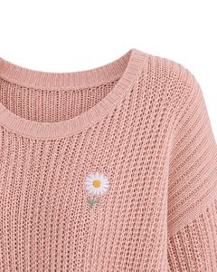 Pull court tricoté rose pour femme, coupe ample, manches courtes, léger et respirant, idéal pour l'été, style décontracté et tendance - Product Image 6