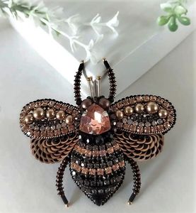 Unique Designer Embroidery Beaded Brooch Featuring Intricate Handcrafted Needlework and Beads Handmade Embroidery Beaded Brooch - Product Image 6