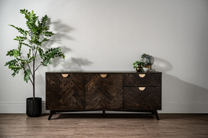 Sophisticated Premium Dark Chestnut Natural Grain Loftus Sleek <b>Sideboard</b> for Minimalist Interiors - Product Image 5