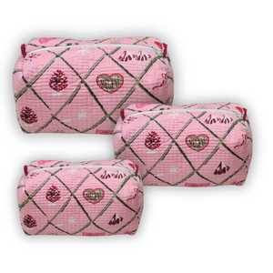 Traditional Artisan Cotton Toiletry Bag Set of 3 Block Print Cosmetic Pouches Travel <b>Makeup</b> Organizer for Women - Product Image 3