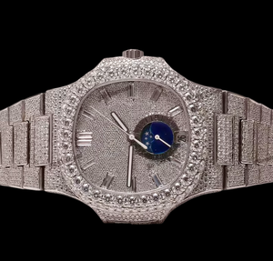 Reloj de Moissanita con Incrustaciones de Diamantes, Estilo Hip Hop, Reloj de Lujo con Movimiento de Cuarzo de Acero Inoxidable, Estilo Rapero, Reloj Impresionante - Product Image 1