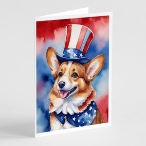 Corgi รักชาติอเมริกันแปลก A7ขนาด5x7เปล่าโน้ตการ์ดแพ็ค8กับซองจดหมายการ์ดอวยพร - Product Image 1