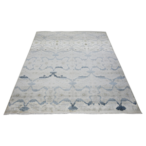 Tapis en laine noué à la main à poils ras, motif floral dégradé subtil, pour salon moderne et minimaliste - Product Image 4
