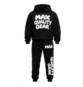 Broderie 3D personnalisée pour ensemble de survêtement d'hiver homme femme, sweat à capuche en polaire épaisse, pantalon de jogging, streetwear, vêtements de sport - Product Image 1