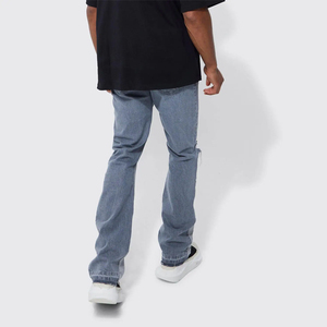 Jeans personnalisés en patchwork, effet délavé, 100% coton denim, jeans pour hommes, pantalon évasé, vêtements de mode pour hommes, style printemps - Product Image 4