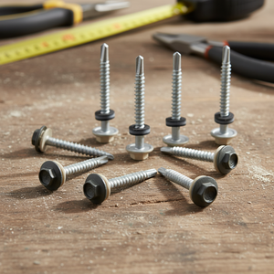 Vis autoperceuse à tête hexagonale PDC Modèle 12 avec rondelle EPDM intégrée, en acier au carbone, filetage grossier, galvanisée, zinguée, classe 4.8/6.8 - Product Image 1
