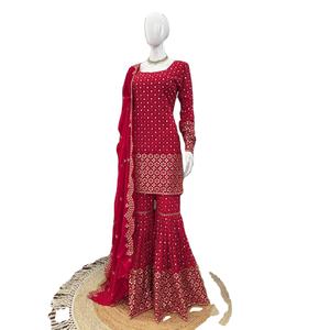 Entrez dans un charme sans effort avec notre ensemble exclusif de salwar kameez pour femmes en 3 pièces, tenue décontractée pour les fêtes, cousu avec élégance - Product Image 1