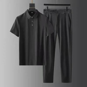 Conjunto de Traje de Dos Piezas con Cuello Polo Personalizado de Fábrica OEM para Hombre, Elástico, Ultrafino, de Secado Rápido, de Seda Helada, de Manga Corta, con Solapa - Product Image 5