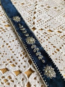 Sangle perlée royale bleue et blanche avec lettres dorées, style preppy, fermeture à fermoir, usage quotidien, toutes saisons - Product Image 3