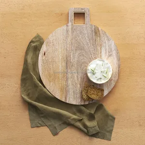 Eco Chef Planche à découper en bois de manguier, grande planche à découper de couleur naturelle pour la préparation et le service de la cuisine - Product Image 1