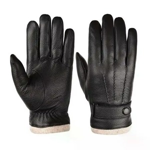 Gants d'hiver en cuir de qualité supérieure, gants chauds et isolés pour le travail en extérieur par temps froid et pour la conduite - Product Image 1