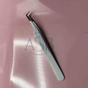 Pince à épiler de précision en acier inoxydable avec poignée diamantée, pointe lisse, angle de 90 degrés, outil professionnel pour les cils - Product Image 3