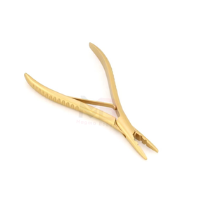 Hair <b>Extension</b> Pliers Custom Logo Gold Stainless Steel <b>Micro</b>-beads Pressing Curved Hair <b>Extension</b> Tools - Product Image 1
