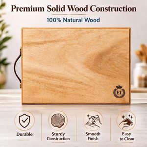 <b>Wooden</b> Rectangle Chopping Board With Handle Single <b>Piece</b> Kitchen Cutting Block Anti Slip - Product Image 5