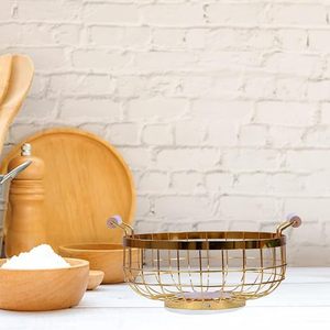 Cesta de Almacenamiento Metálica Contemporánea con Asas, Organizador de Estantes Resistente para el Hogar - Product Image 1