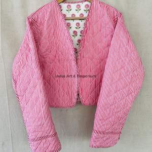 Chaqueta de algodón acolchada vintage hecha a mano, chaqueta de algodón vintage Jaipuri de manga larga - Product Image 5